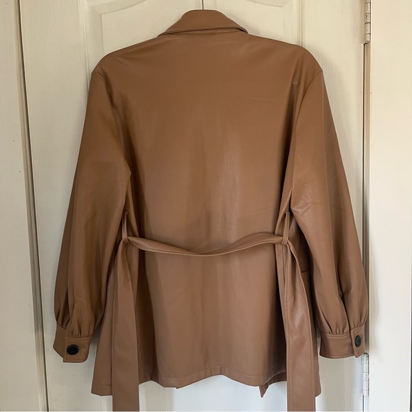 NWOT Truth By Republic Women’s Long Sleeve Faux Leather Jacket With Belt Size S - Picture 6 of 12